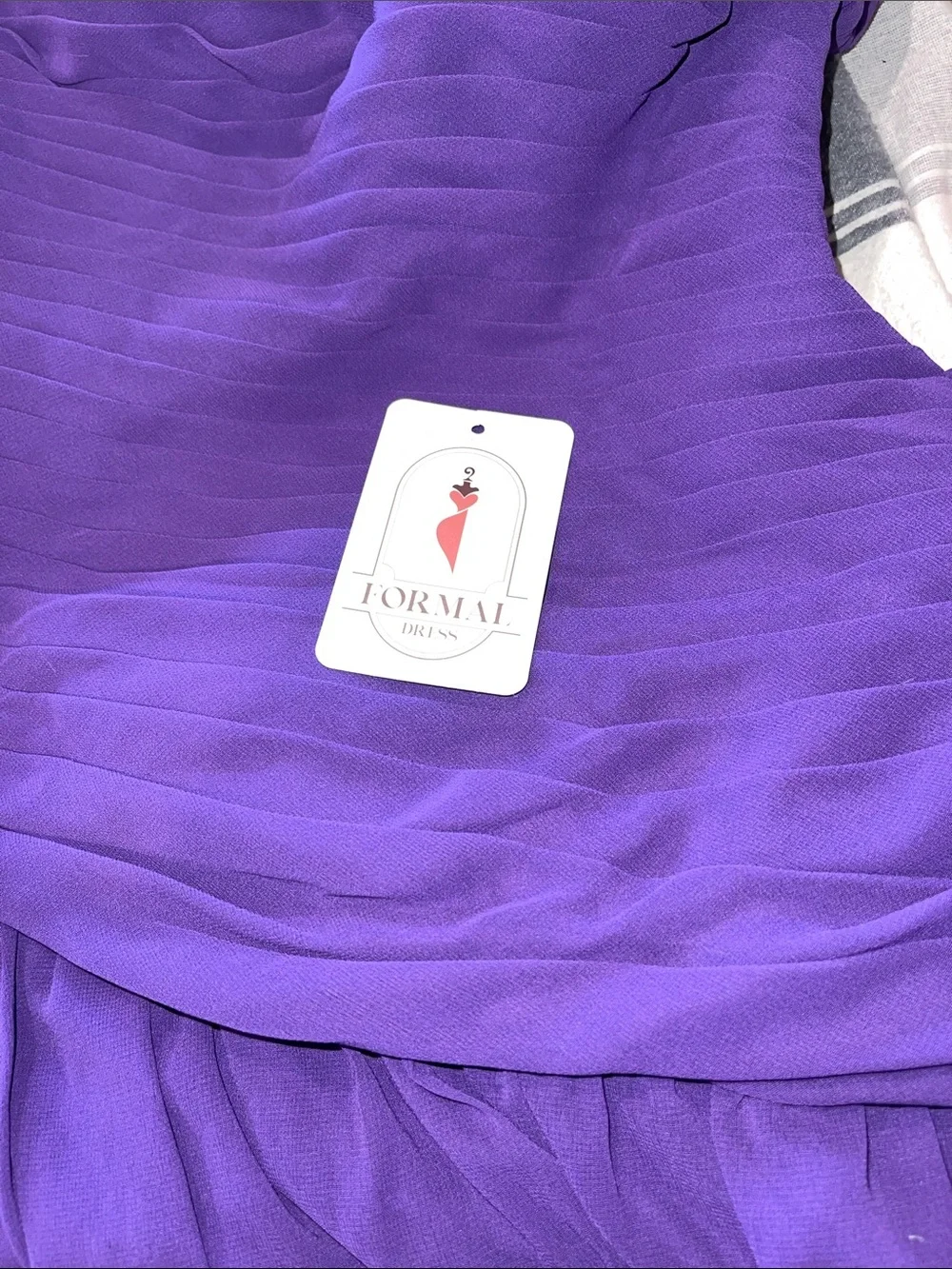 Strapless Purple Chiffon Evening Dress